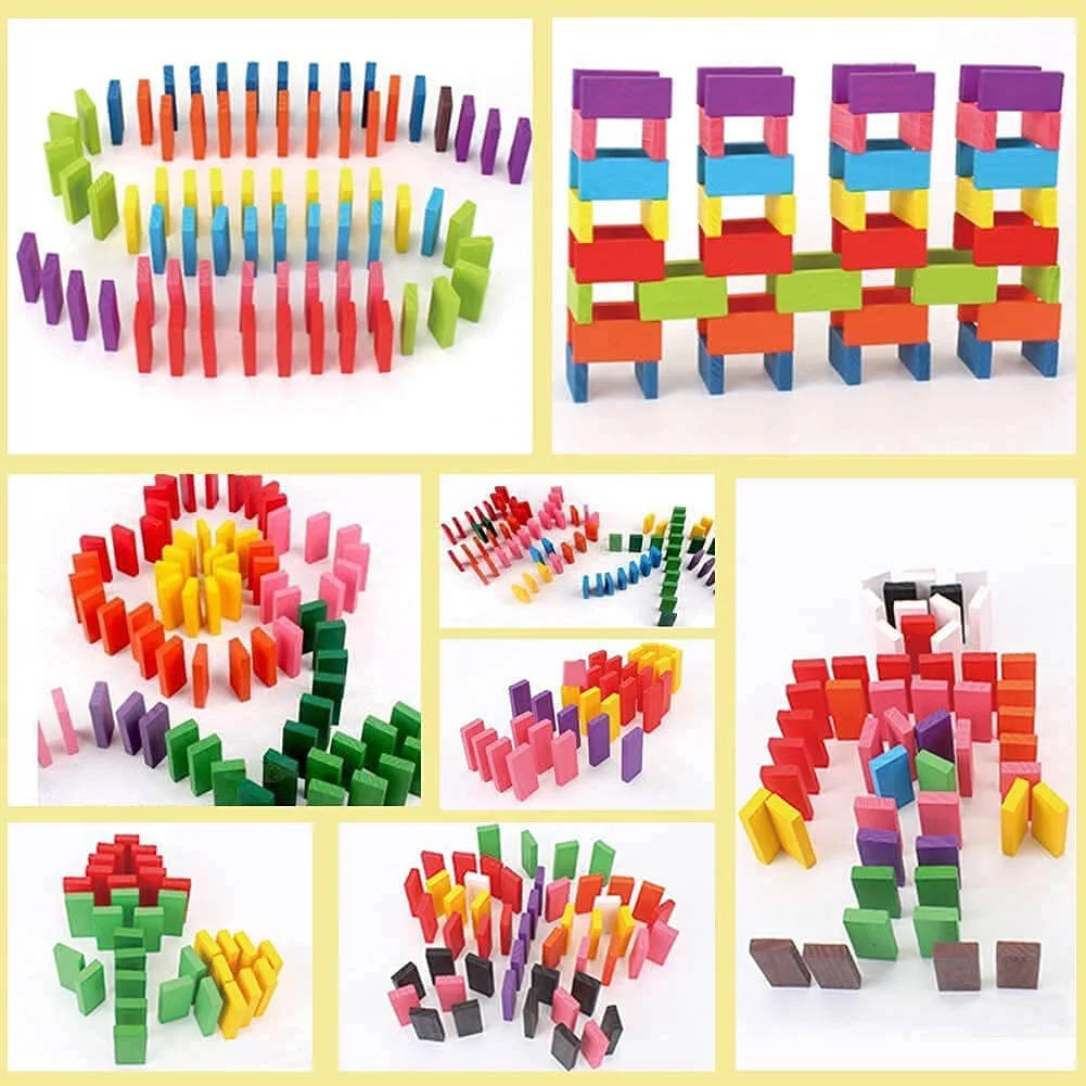 Colorful Wooden Domino Block Set 120 PCS - Image 3