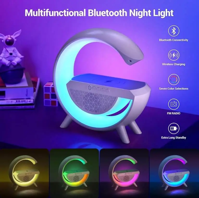 Great RGB Night mood LED Lamp Bluetooth Speaker with Wireless Charger - Image 5