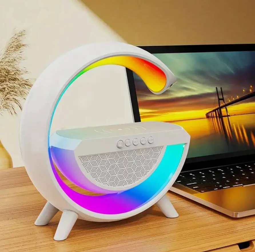Great RGB Night mood LED Lamp Bluetooth Speaker with Wireless Charger - Image 4