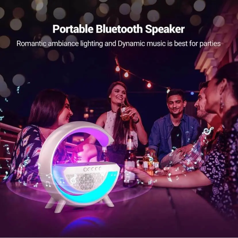 Great RGB Night mood LED Lamp Bluetooth Speaker with Wireless Charger - Image 3